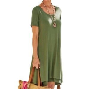 Soft Surroundings Women’s Camille T-Shirt Dress Loden Green Size Large Petite